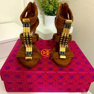 Tory Burch Carla Suede Beaded Heel Sandal